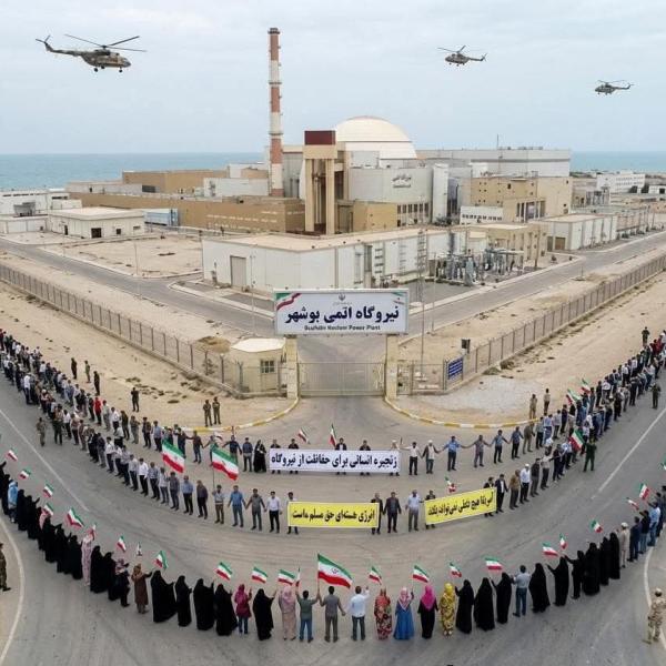 Rakyat Iran membentuk barisan untuk melindungi infrastrukturnya dari serangan musuh.