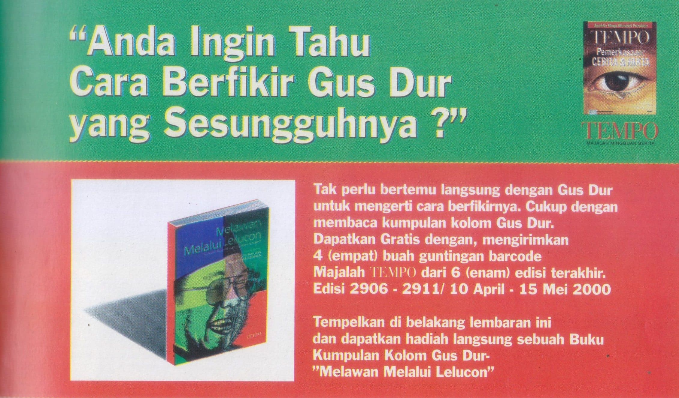Teringat (Iklan) Buku Gus Dur: Melawan Melalui Lelucon