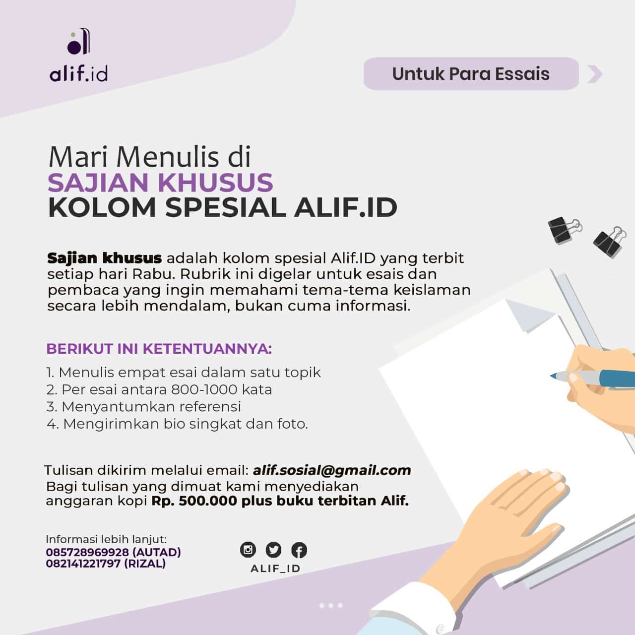 Mau Honor Spesial? Yuk Nulis di Sajian Khusus Alif.id