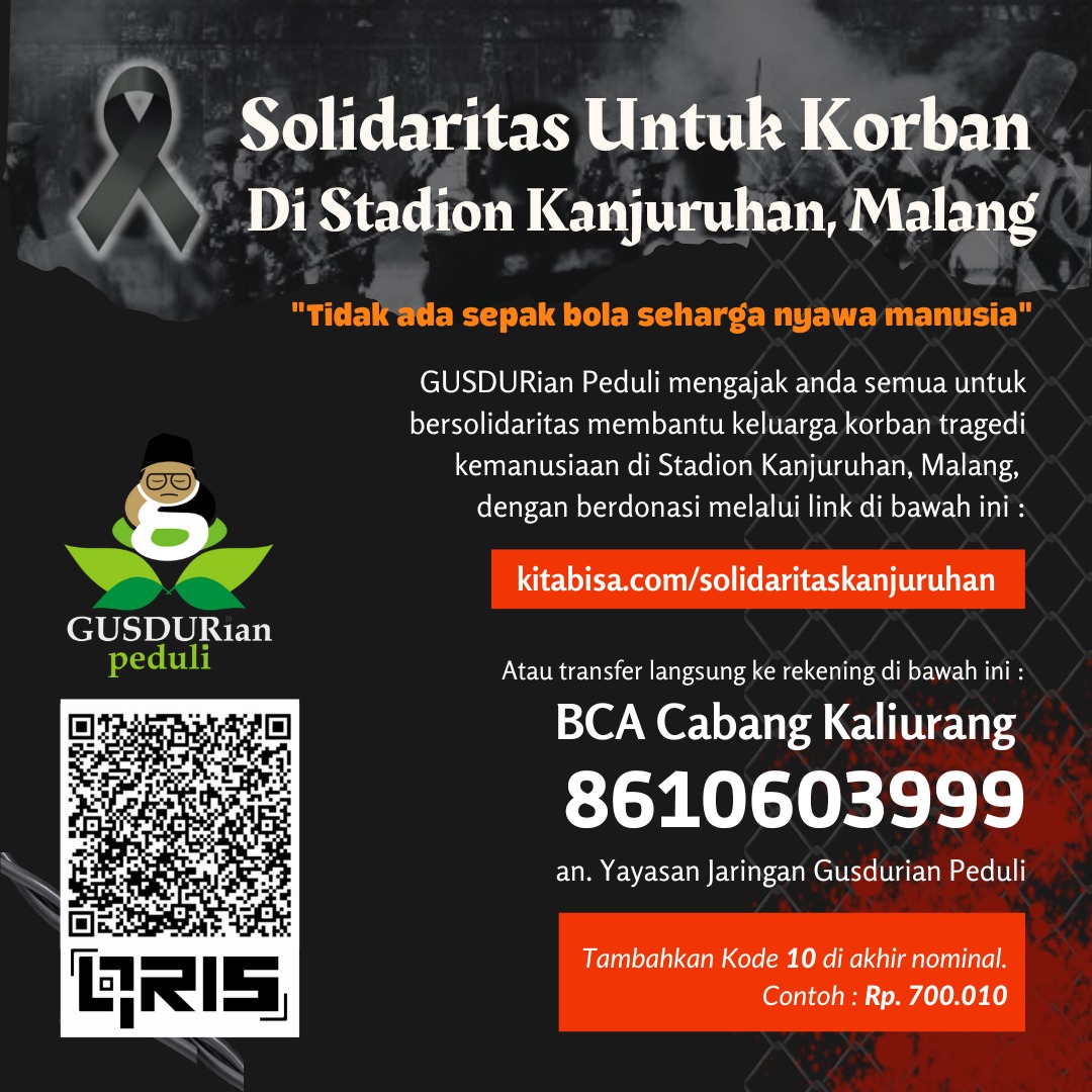 GUSDURian Peduli Ajak Warga Bantu Keluarga Korban Tragedi Kanjuruhan
